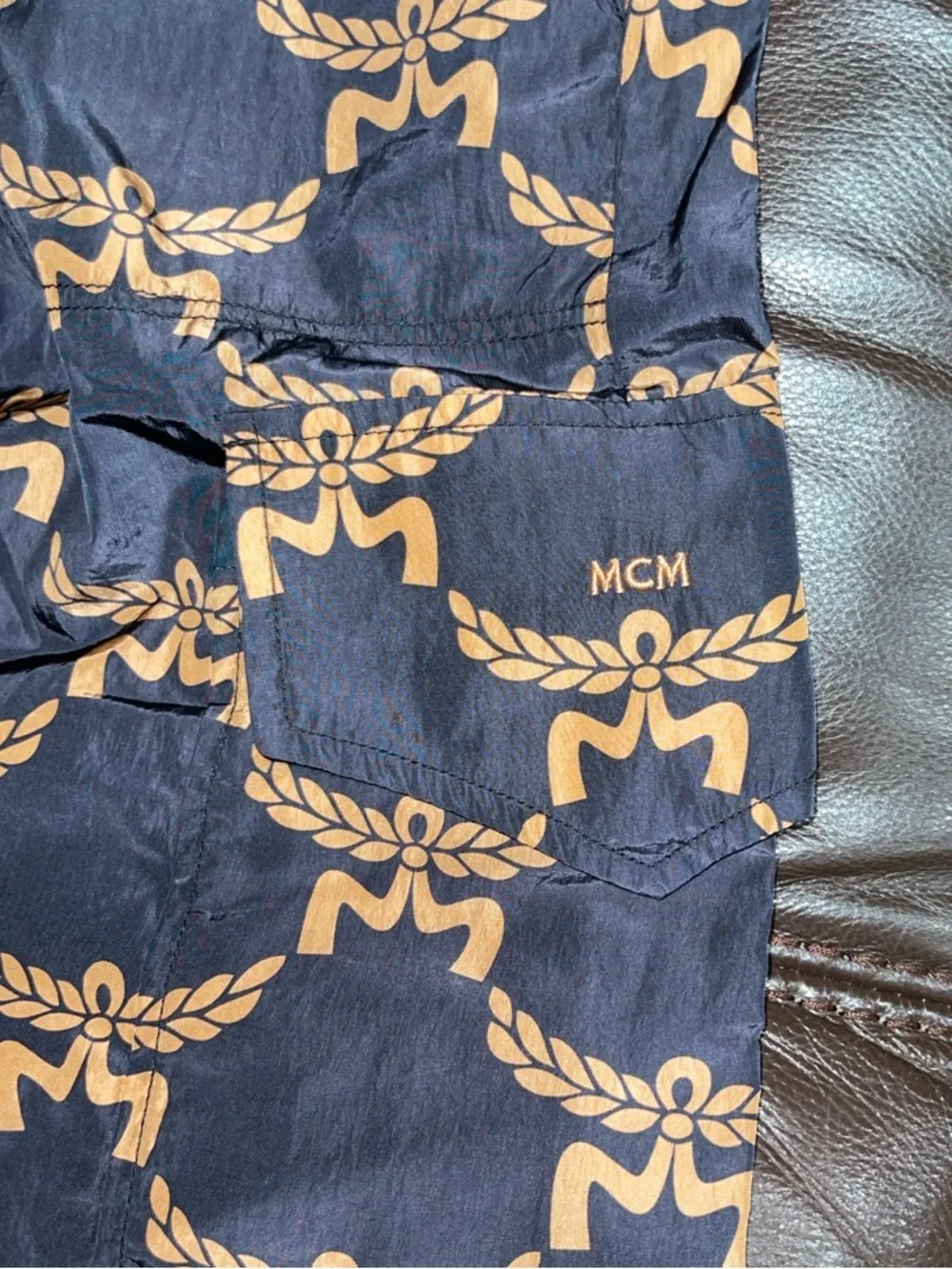 MCM Lauretos Monogram Pants in Black Gold ECONYLON NWT Small S 4 6 27X32